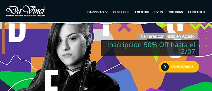 Captura del sitio web Escuela Da Vinci